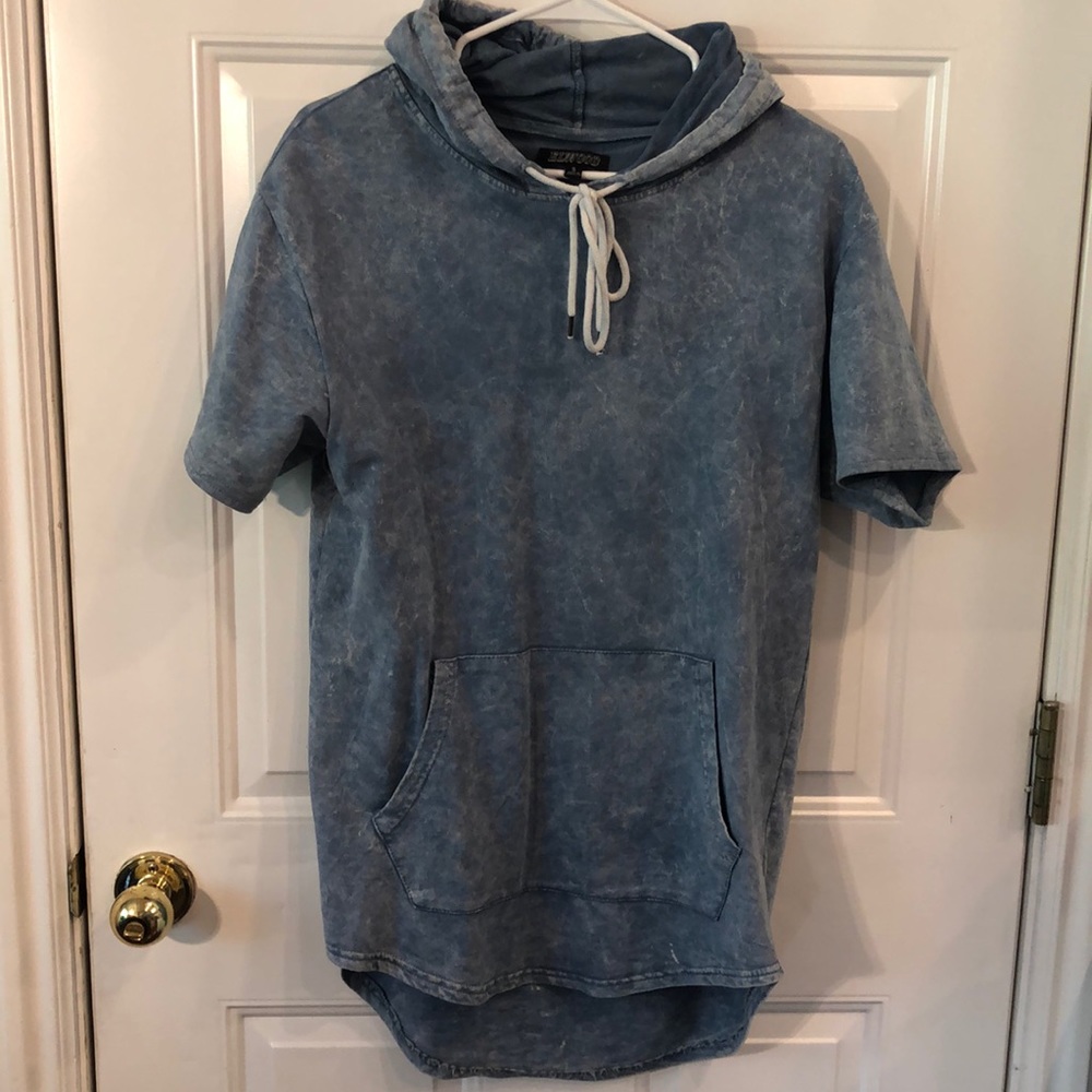 Men’s short sleeve draw string hoodie